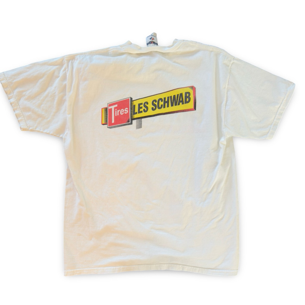 Vintage Les Schwab Tires Promotional T-Shirt | Tuff Country EZ-Ride Suspension | - Picture 2 of 2